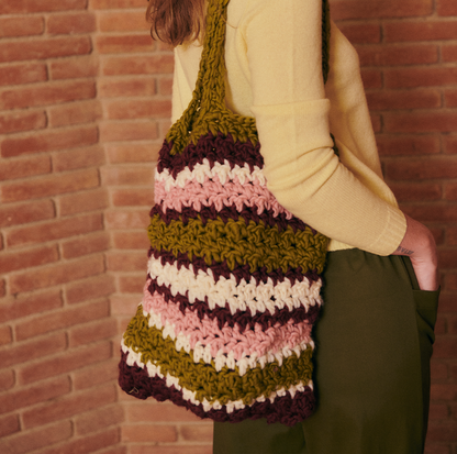 KIT CROCHET LUMA SAC VERT RAYURES MULTICOLORES