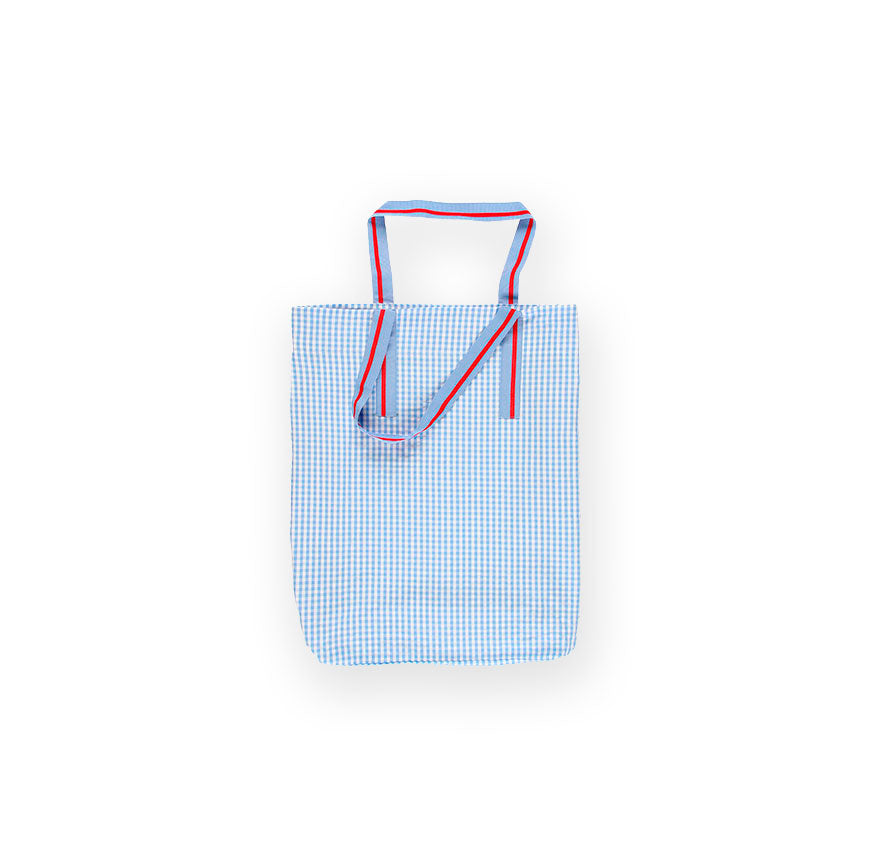 kit costura bolsa tote lola vichy azul cielo