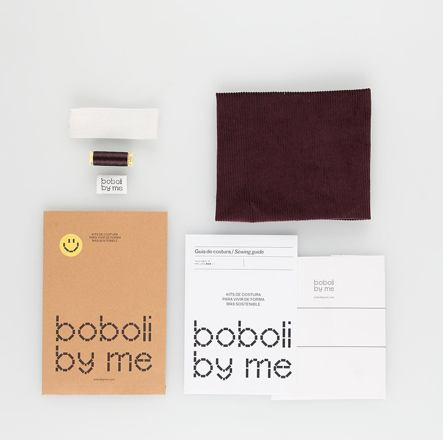 KIT DE COUTURE POUR PANTALON LUCCA VELOURS CÔTELÉ AUBERGINE