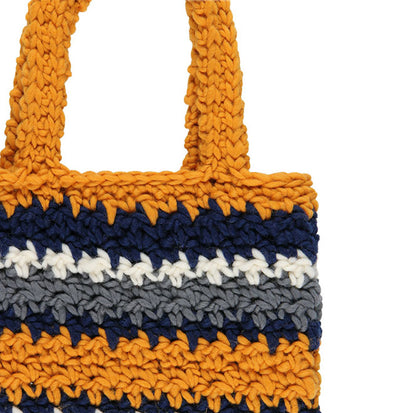 KIT PARA CROCHET BOLSO LUMA MOSTAZA RAYAS MULTICOLOR