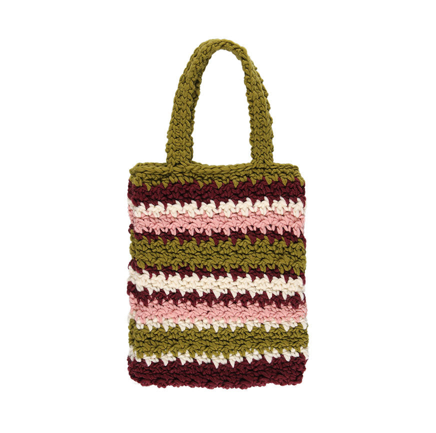 KIT CROCHET LUMA SAC VERT RAYURES MULTICOLORES
