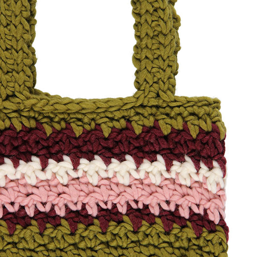 KIT CROCHET LUMA SAC VERT RAYURES MULTICOLORES