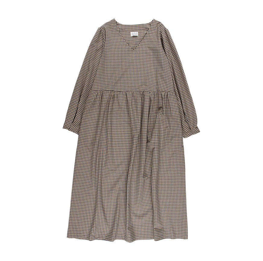 KIT DE COUTURE ROBE LUNA OATMEAL À CARREAUX BLEUS FINS