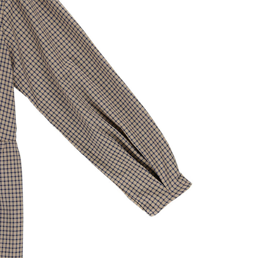 KIT DE COUTURE ROBE LUNA OATMEAL À CARREAUX BLEUS FINS