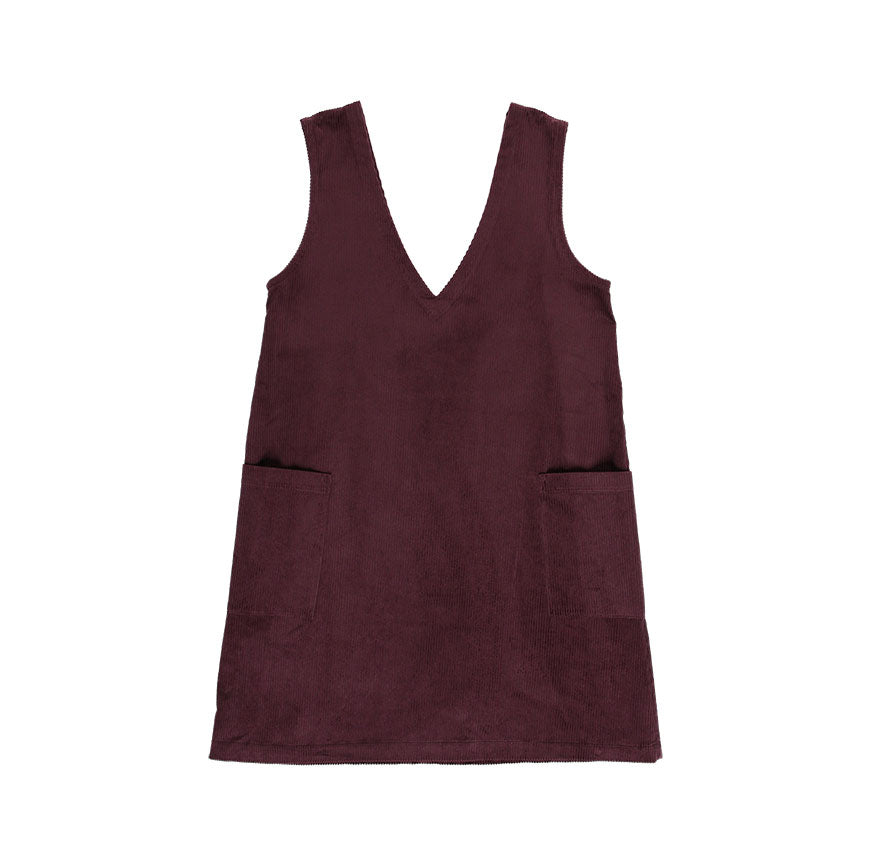 KIT DE COUTURE TABLIER MAIA VELOURS CÔTELÉ AUBERGINE