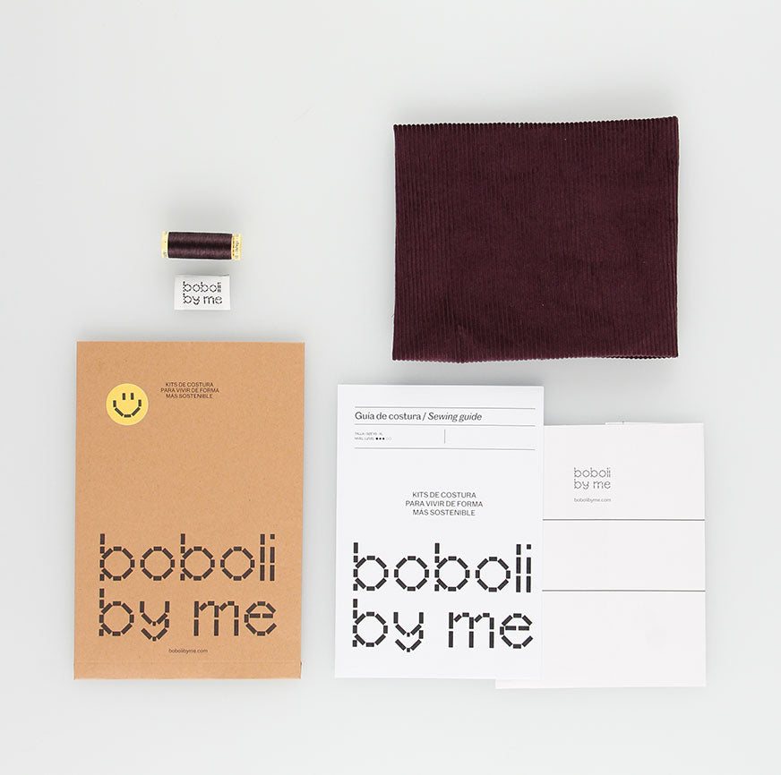 sewing kit pinafore maia eggplant corduroy