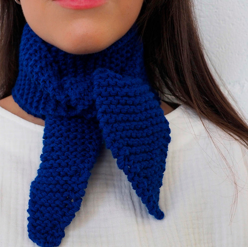 kit de tricot foulard mia bleu