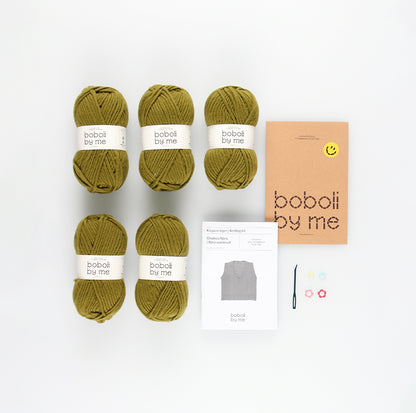 KIT PER LAVORARE A MAGLIA GILET NARA VERDE