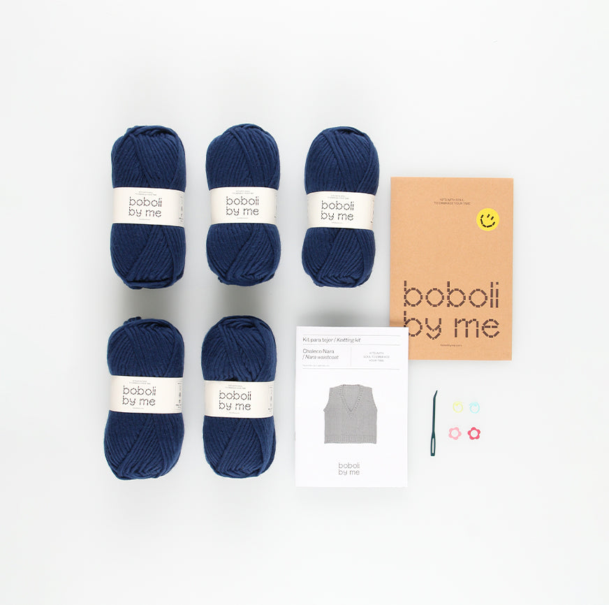 KIT PARA TEJER CHALECO NARA AZUL