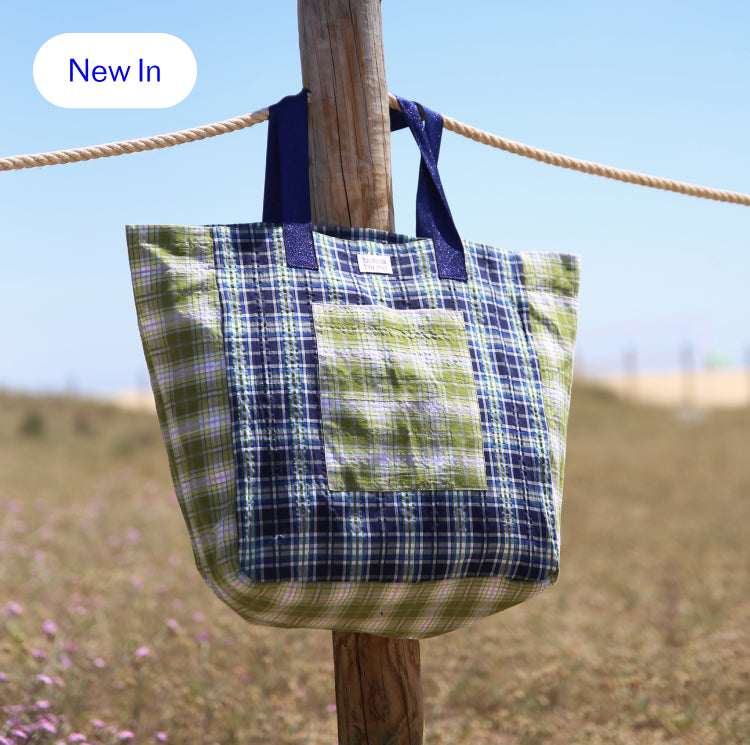 KIT DE COUTURE SAC LILY À CARREAUX VERT ET BLEU