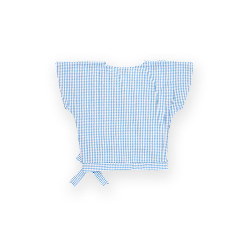 KIT CUCITO CAMICIA INCROCIATA OLIVIA VICHY BLU CIELO