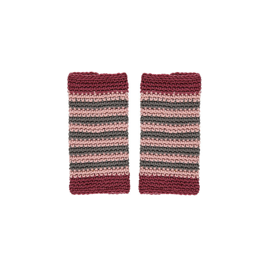 KIT DE CROCHET MITAINES RITA GRIS À RAYURES