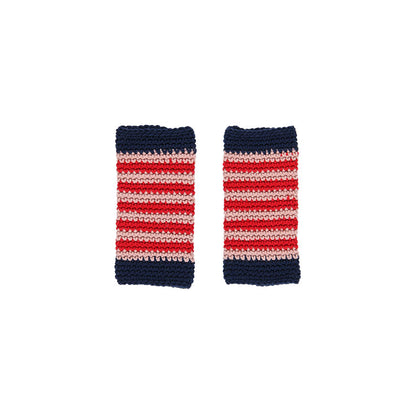 KIT ALL’UNCINETTO GUANTI SENZA DITA RITA ROSSO A RIGHE