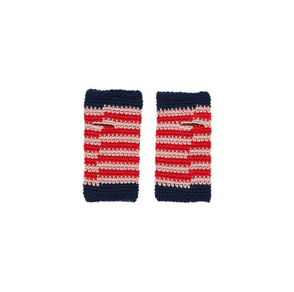 KIT ALL’UNCINETTO GUANTI SENZA DITA RITA ROSSO A RIGHE