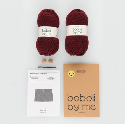 KIT POUR TRICOTER UN COL AVEC BOUTONS SORA BORDEAUX