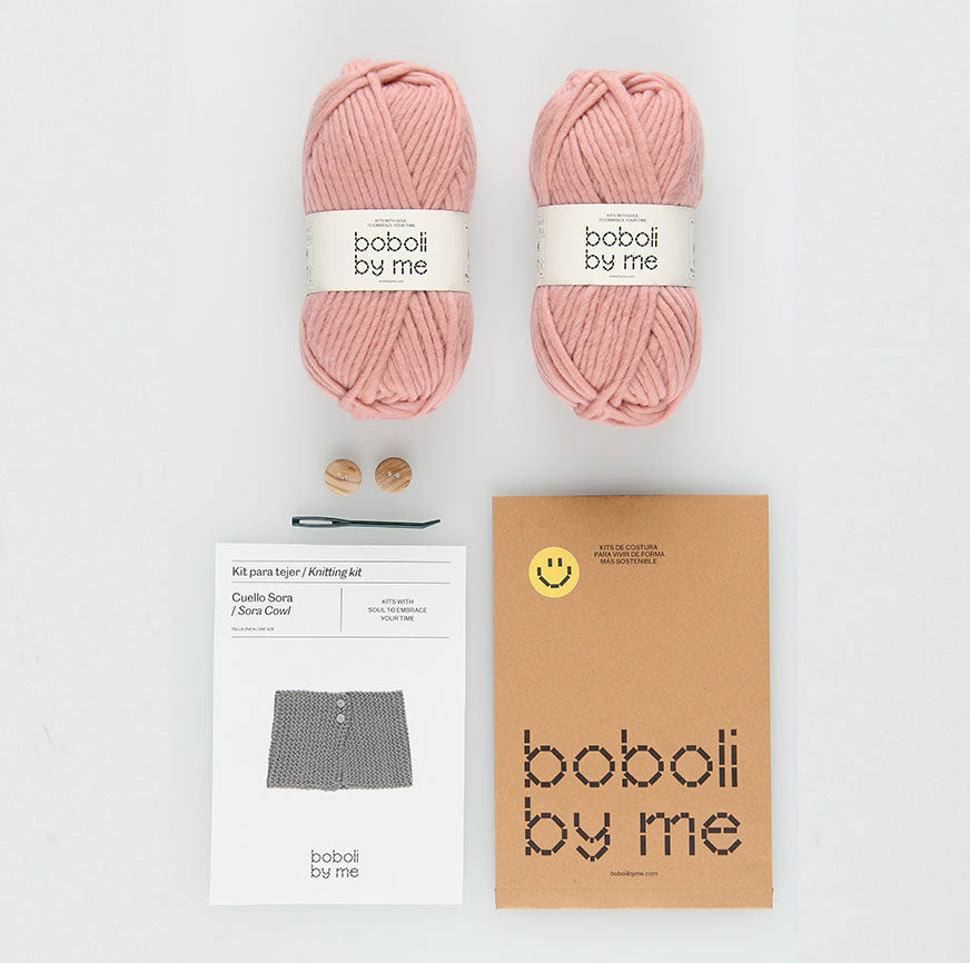KIT POUR TRICOTER UN COL AVEC BOUTONS SORA ROSE