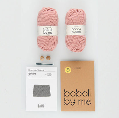 KIT POUR TRICOTER UN COL AVEC BOUTONS SORA ROSE