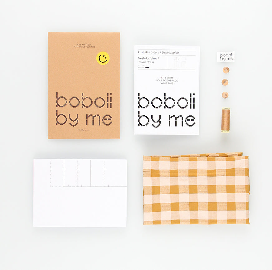 TELMA DRESS SEWING KIT CARAMEL CHECKS