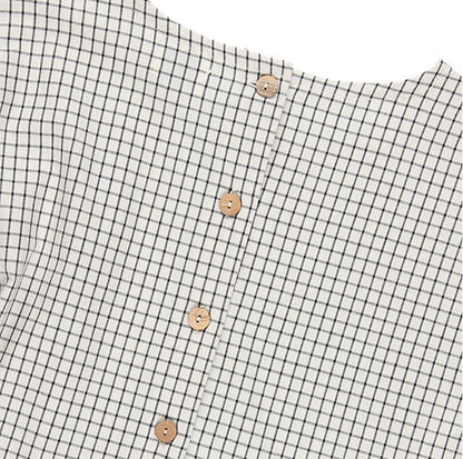 ABITO KIT DA CUCITO TESSA VESTITO GREZZO ECRÙ A QUADRI FINI ANTRACITE