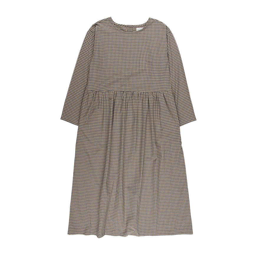 KIT DE COUTURE ROBE TESSA OATMEAL À CARREAUX BLEUS FINS