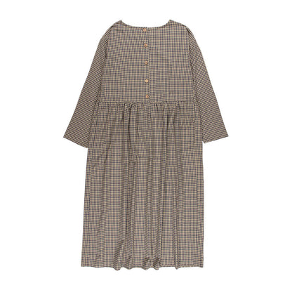 KIT DE COUTURE ROBE TESSA OATMEAL À CARREAUX BLEUS FINS