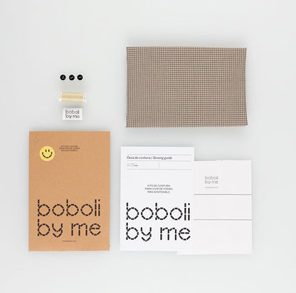 KIT DE COUTURE BLOUSE TOVE OATMEAL À CARREAUX BLEUS MICRO FINE