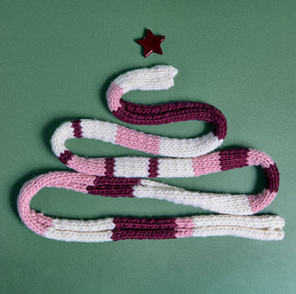 KNITTING KIT TO MAKE THE ILMA COLOUR BLOCK SCARF ECRU PINK BURGUNDY