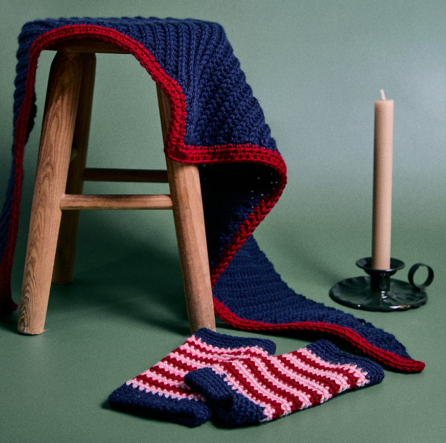 kit for crochet scarf ava navy blue