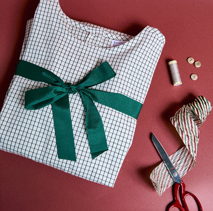 KIT COSTURA VESTIDO TESSA CRUDO CUADROS FINOS ANTRACITA