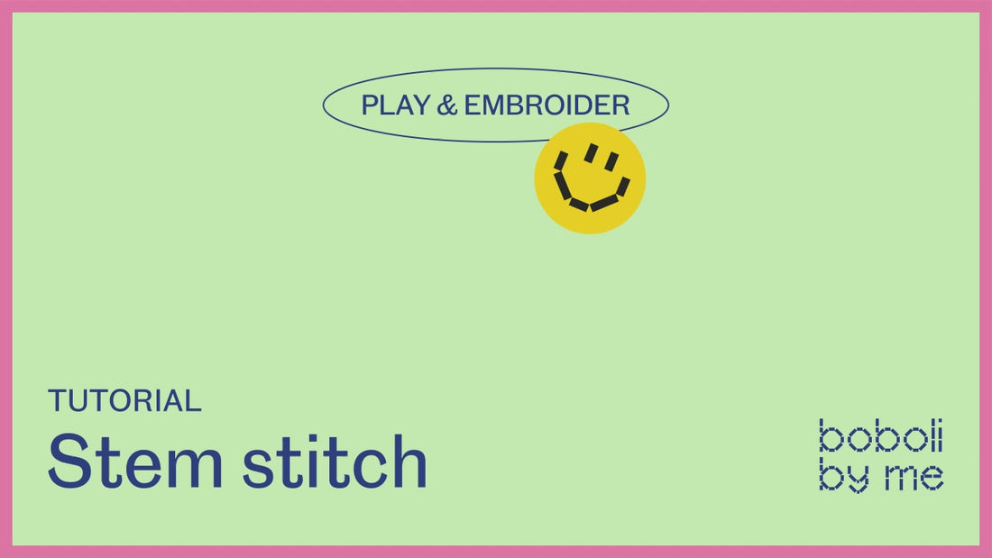 Hands stitching a smooth curved line with orange thread using stem stitch, ideal for curves and outlines.