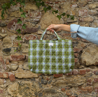 KIT COSTURA BOLSA ACOLCHADA EIRA ESTAMPADO CUADROS TARTÁN VERDE